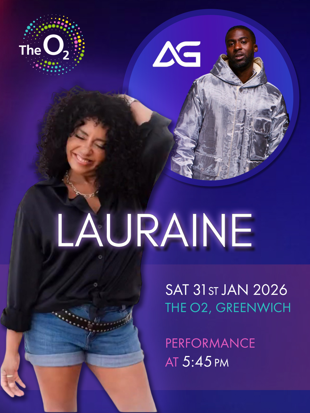 Lauraine McIntosh performing live for DJ AG at The O2 Greenwich - 31st January 2026